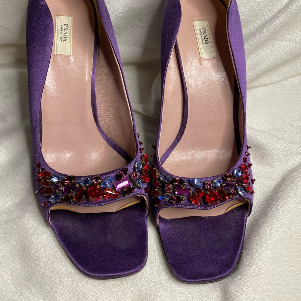 Rare vintage PRADA purple crystal shoes